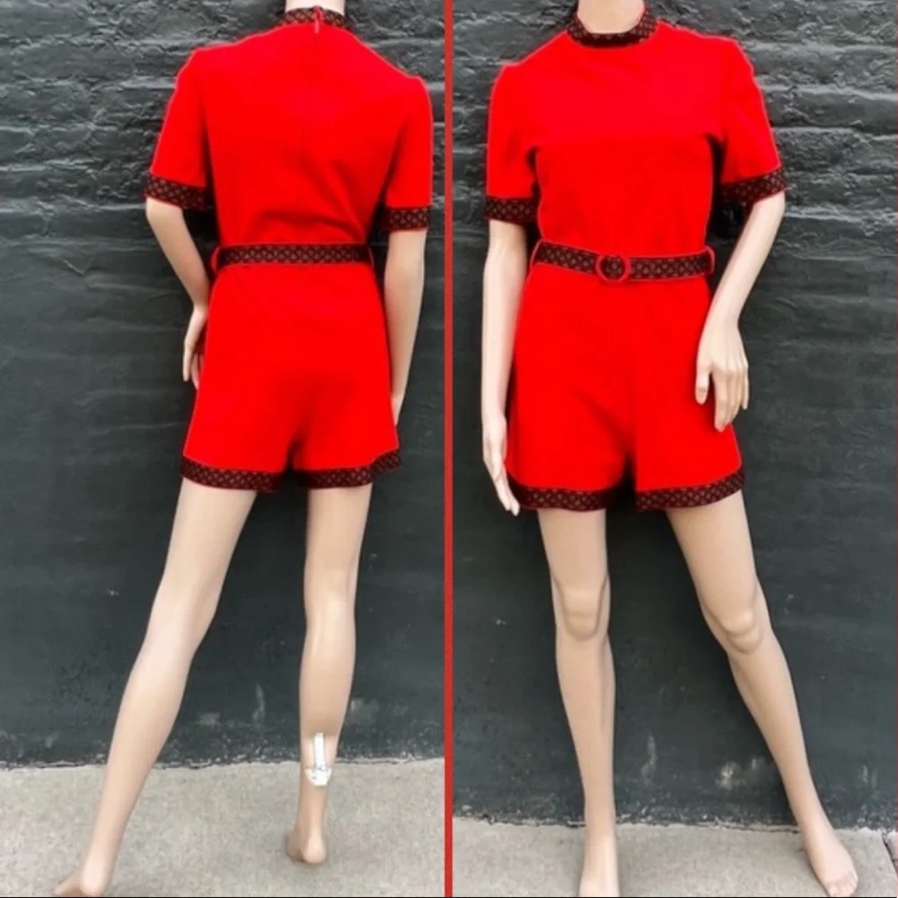 - Vintage Red Romper & Wrap Skirt Embroidered Edge Set! EUC!
